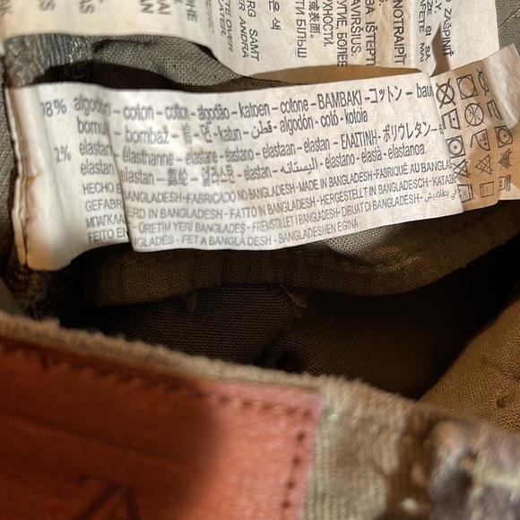 Zara Distrssed Camo Relaxed Skinny Jean SZ 4 Olive Brown - Picture 5 of 7